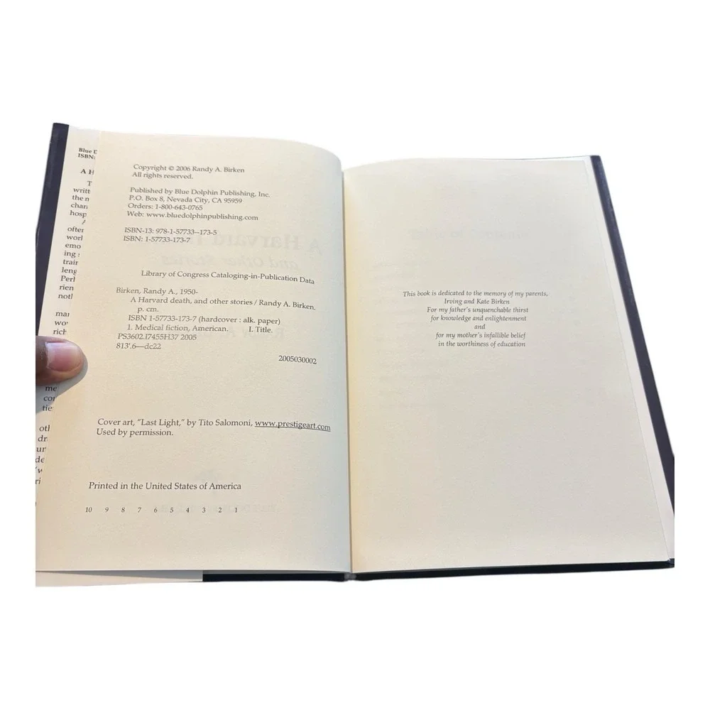 A Harvard Death Randy A. Birken 2005 HC Signed 1st Ed Medical Short Stories‎